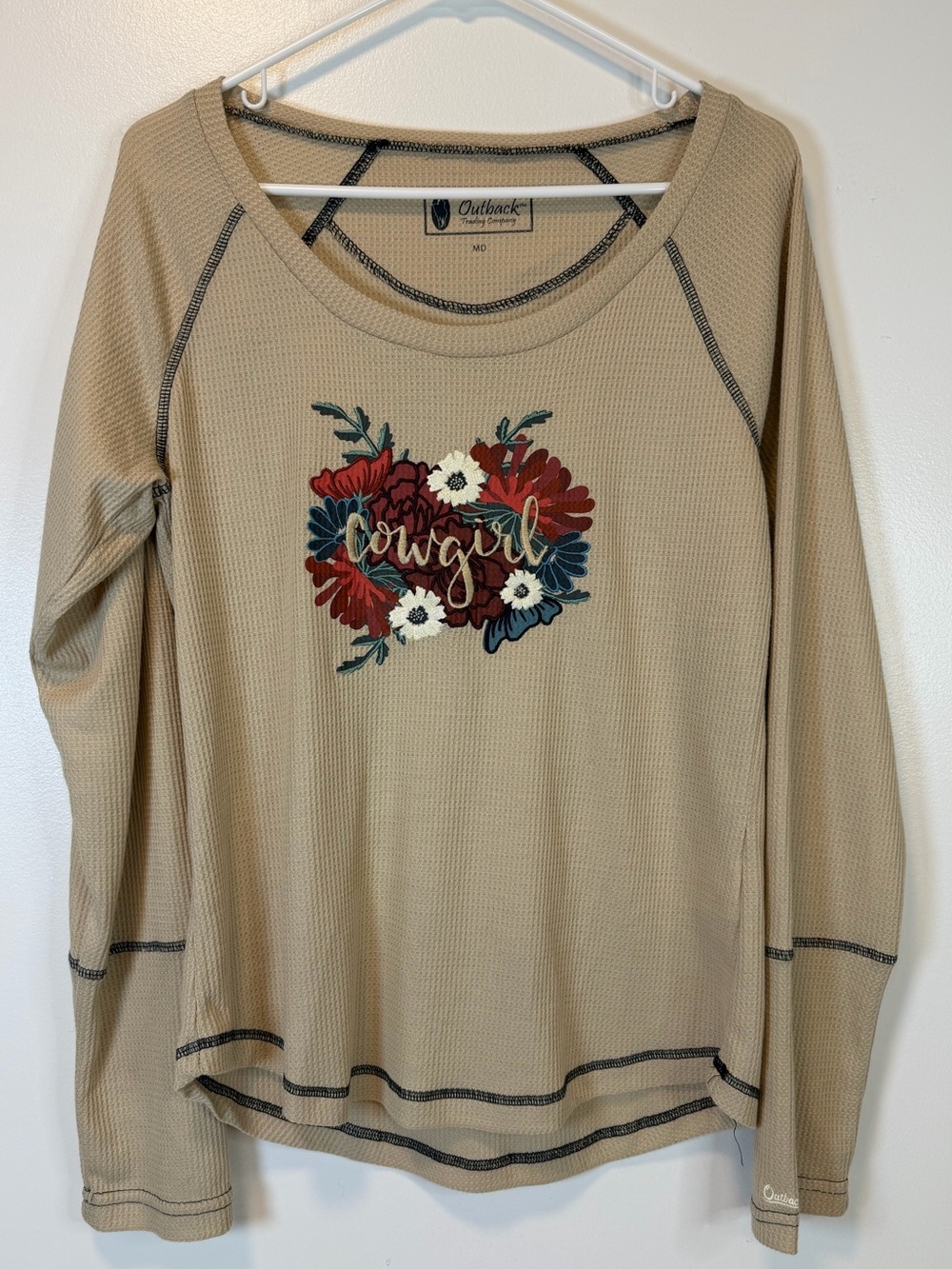 Outback Trading Co. Evelyn Crème 'Cowgirl’ Floral Thermal Top Women’s Medium